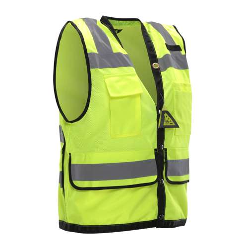 587ET ANSI Type R Class 2 Twelve Pocket Mesh Surveyors Vest with Black Trim