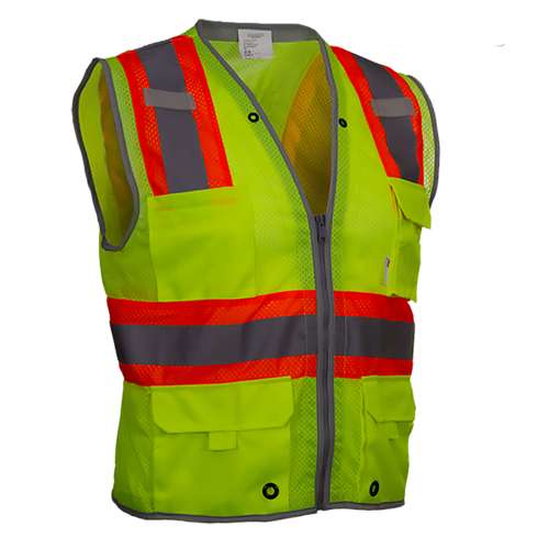 589ET ANSI Type R Class 2 Two-Tone Ten Pocket Surveyors Vest with "D" Ring Access