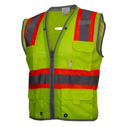 589ET ANSI Type R Class 2 Two-Tone Ten Pocket Surveyors Vest with "D" Ring Access