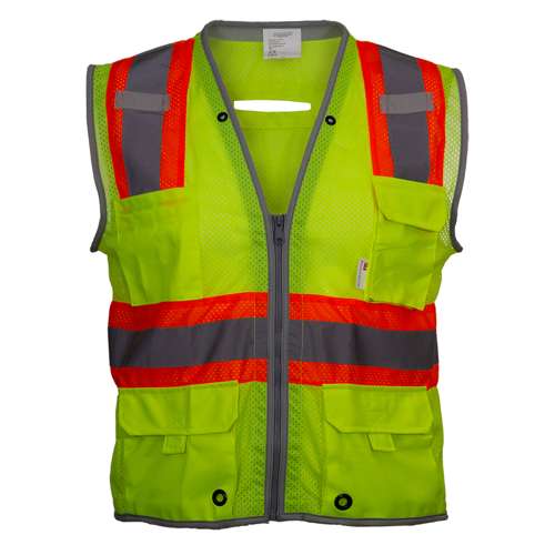 589ET ANSI Type R Class 2 Two-Tone Ten Pocket Surveyors Vest with "D" Ring Access