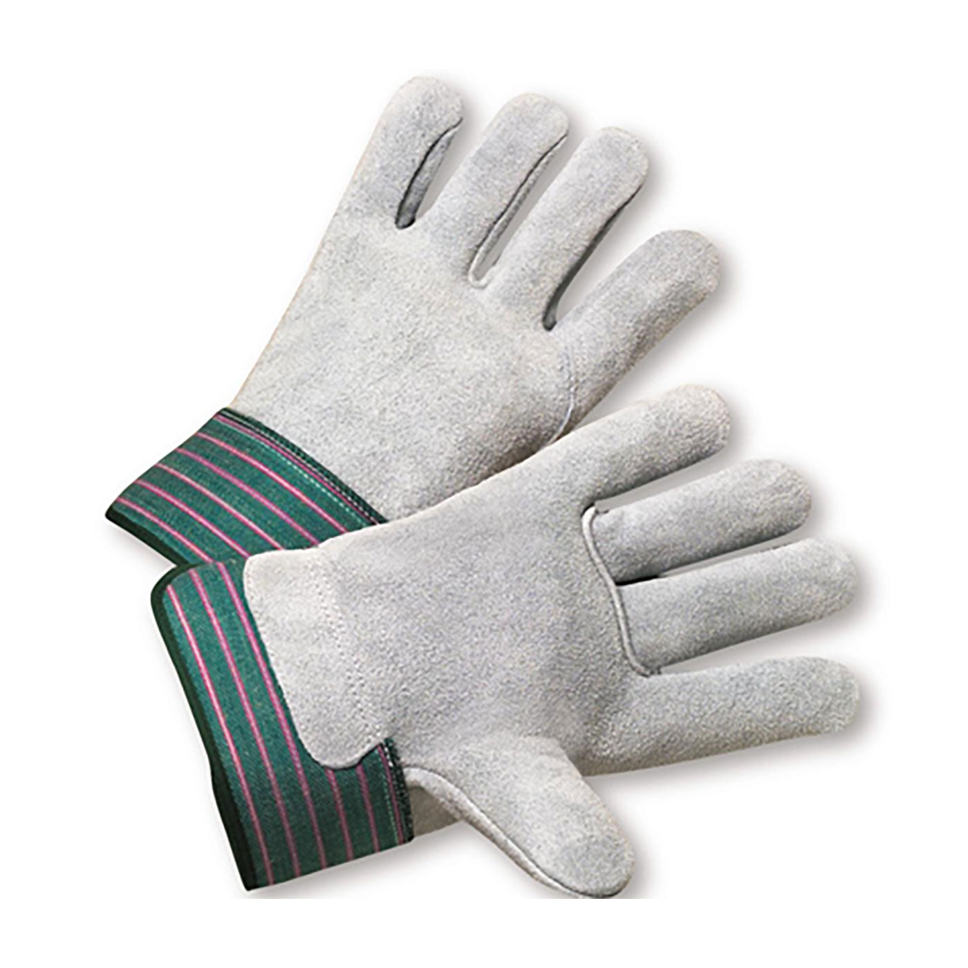 600-EA Superior Grade Split Cowhide Leather Palm Glove with Full Leather Back - Rubberized Safety Cuff