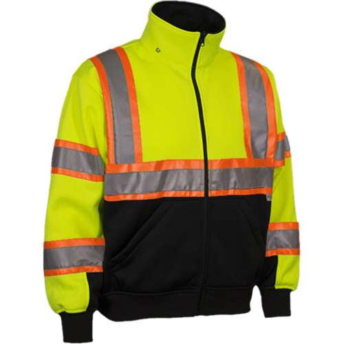 602CX ANSI Type R Class 3 Two-Tone Full Zip Hooded Sweatshirt with Black Bottom and Removable Hood - Systems Gear