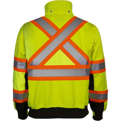 602CX ANSI Type R Class 3 Two-Tone Full Zip Hooded Sweatshirt with Black Bottom and Removable Hood - Systems Gear
