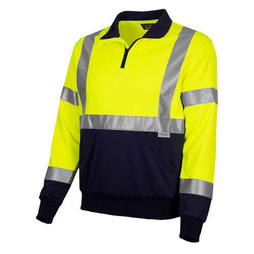 605GT ANSI Type R Class 3 Quarter-Zip Pullover Sweatshirt with Navy Bottom