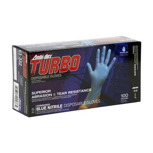63-332 Disposable Nitrile Glove, Powdered with Textured Grip - 5 mil
