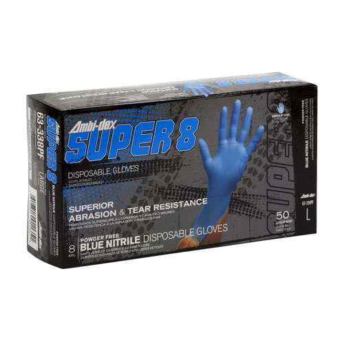 63-338PF Disposable Nitrile Glove, Powder Free with Textured Grip - 8 mil