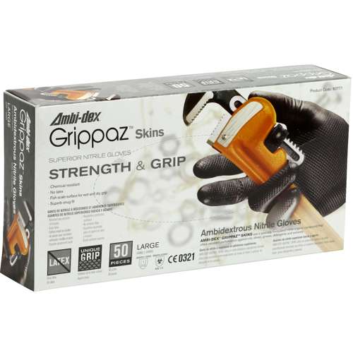 67-246 Extended Use Ambidextrous Nitrile Glove with Textured Fish Scale Grip - 6 Mil