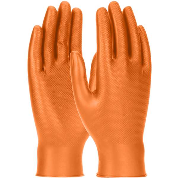 67-256 Extended Use Ambidextrous Nitrile Glove with Textured Fish Scale Grip - 6 Mil