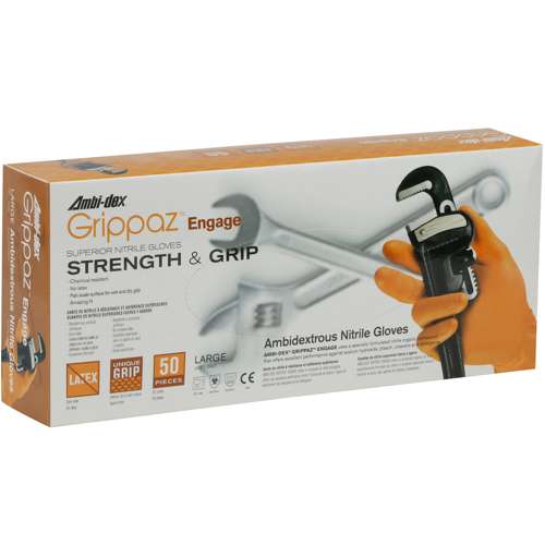 67-307 Extended Use Ambidextrous Nitrile Glove with Textured Fish Scale Grip - 7 Mil
