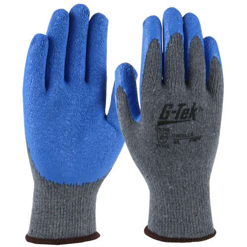 700SLCE Economy Light Weight Seamless Knit Polyester Glove with Latex Coated Crinkle Grip on Palm & Fingers