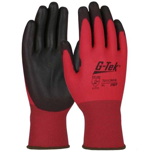 701CRPB Seamless Knit Nylon Glove with Polyurethane Coated Smooth Grip on Palm & Fingers - 15 Gauge