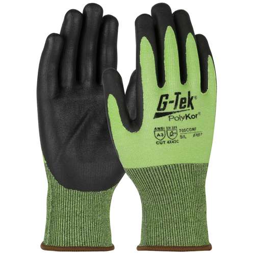 705CGNF Hi-Vis Seamless Knit Polykor Blended Glove with Foam Nitrile Coated Grip on Palm & Fingers