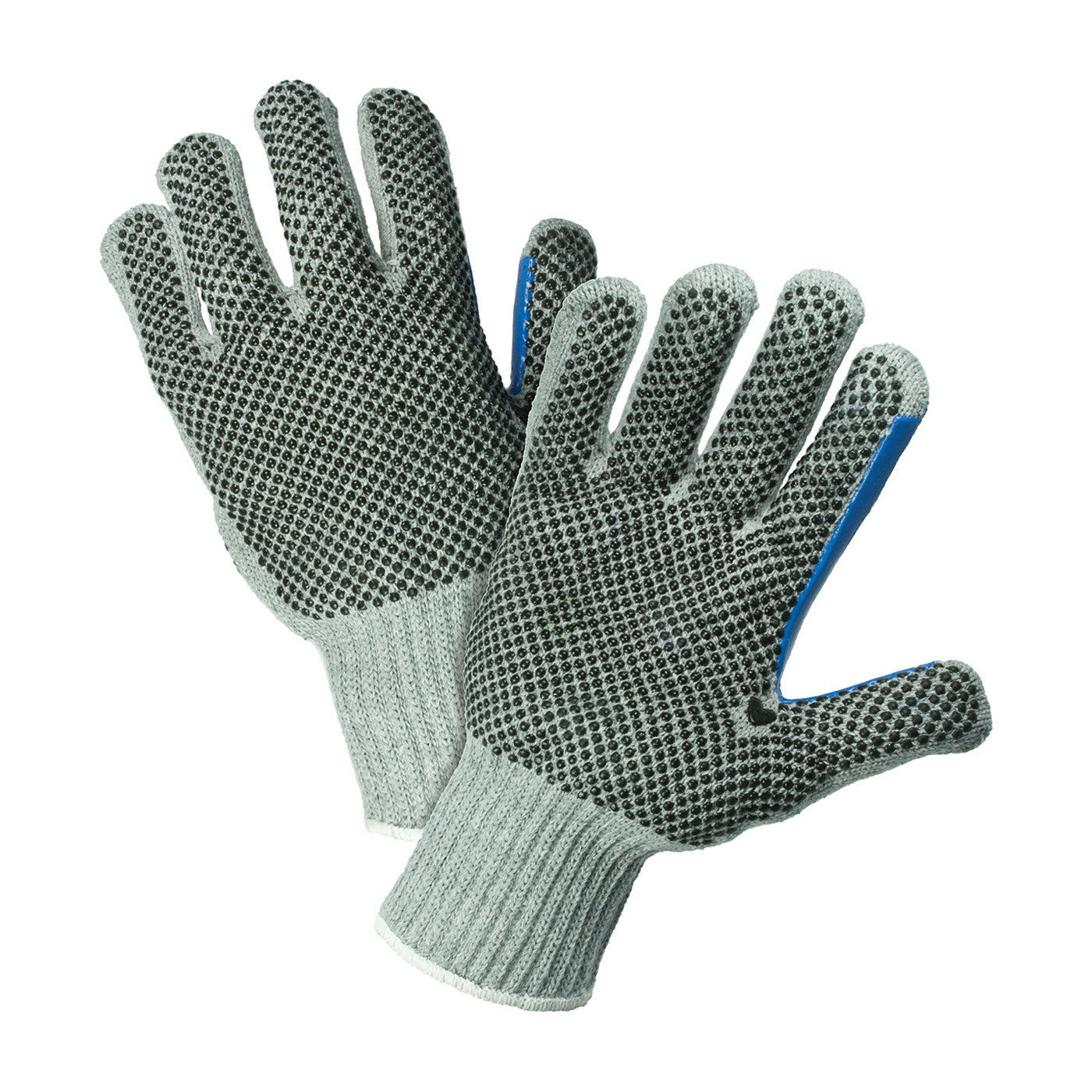 712SKBSGT Heavy Weight Seamless Knit Cotton/Polyester Glove with PVC Dotted Grip - Double-Sided w/ Extended Thumb Crotch