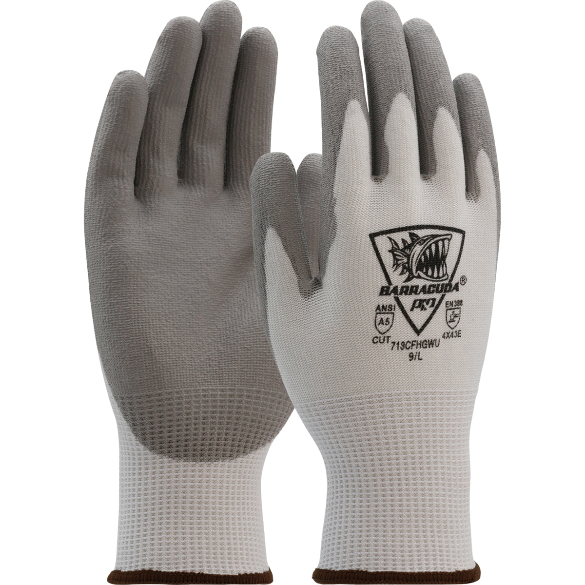 713CFHGWU Seamless Knit Polykor Blended Glove with Polyurethane Coated Flat Grip on Palm & Fingers