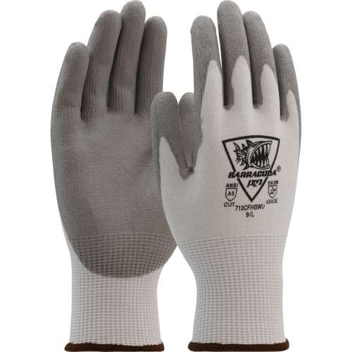 713CFHGWU Seamless Knit Polykor Blended Glove with Polyurethane Coated Flat Grip on Palm & Fingers