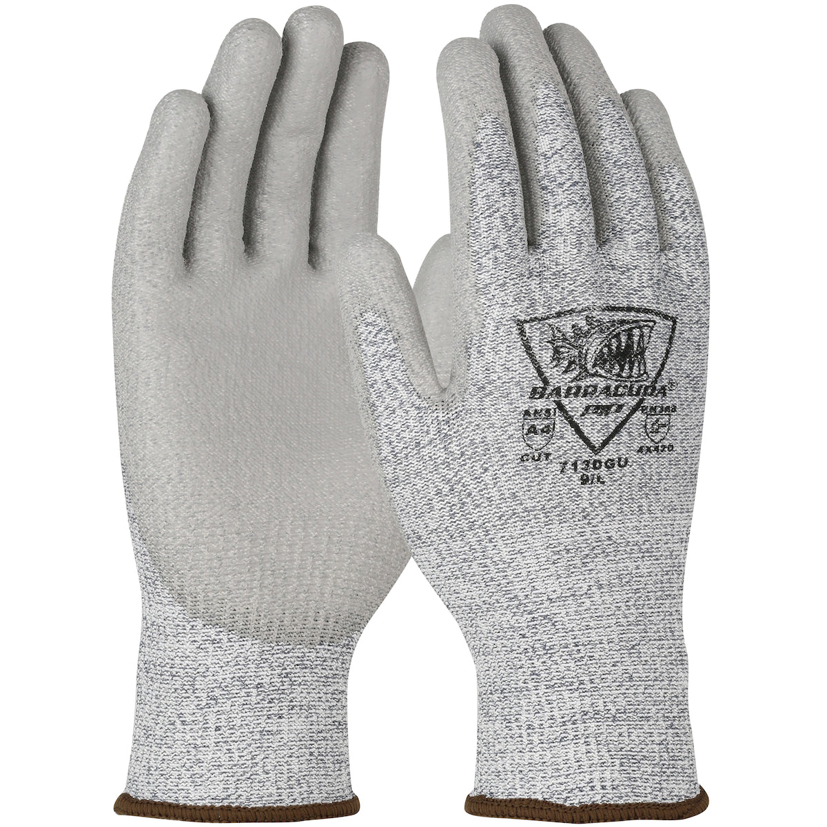 713DGU Seamless Knit Polykor Blended Glove with Polyurethane Coated Flat Grip on Palm & Fingers