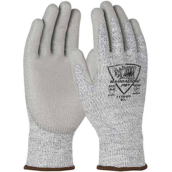 713DGU Seamless Knit Polykor Blended Glove with Polyurethane Coated Flat Grip on Palm & Fingers