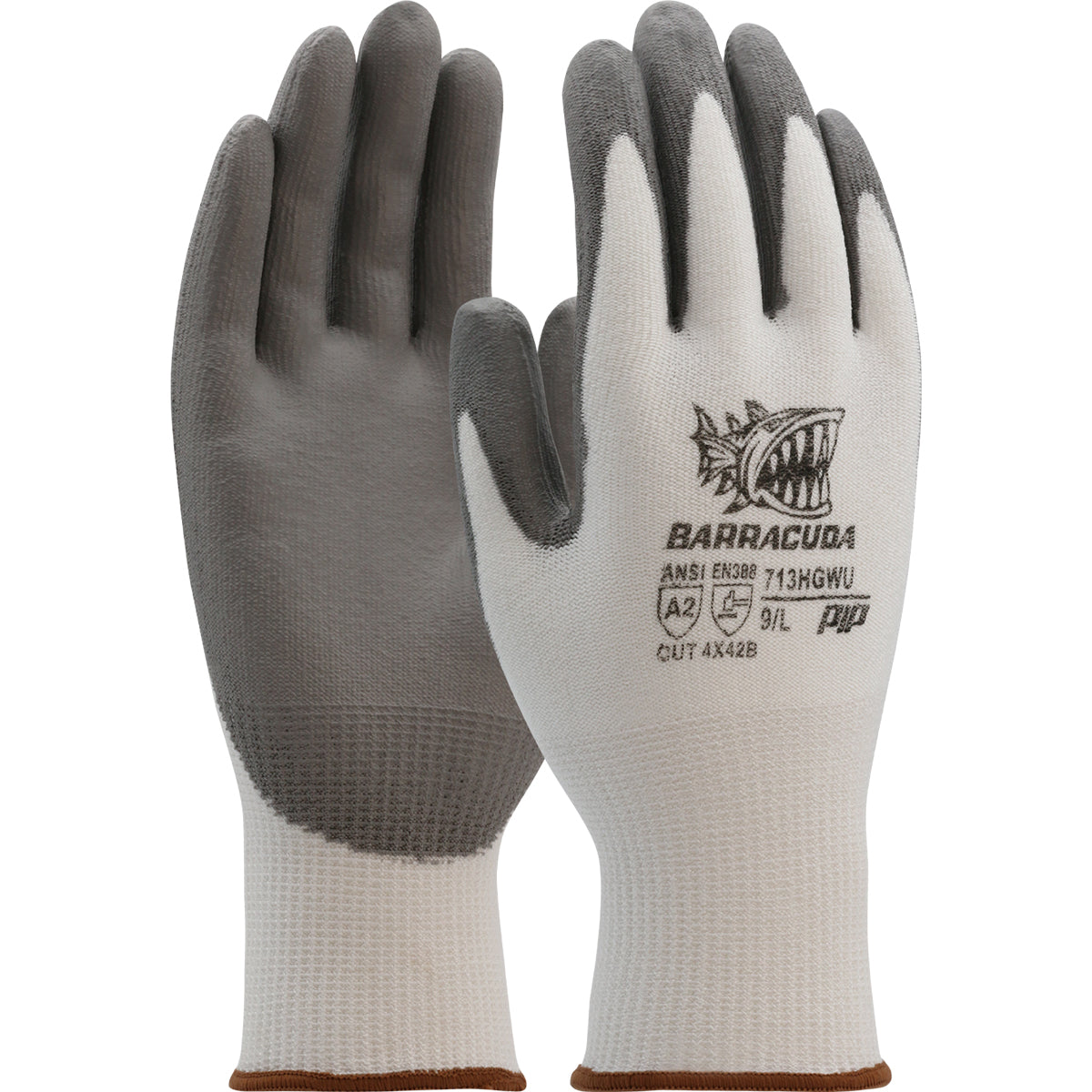 713HGWU Seamless Knit Polykor Blended Glove with Polyurethane Coated Flat Grip on Palm & Fingers
