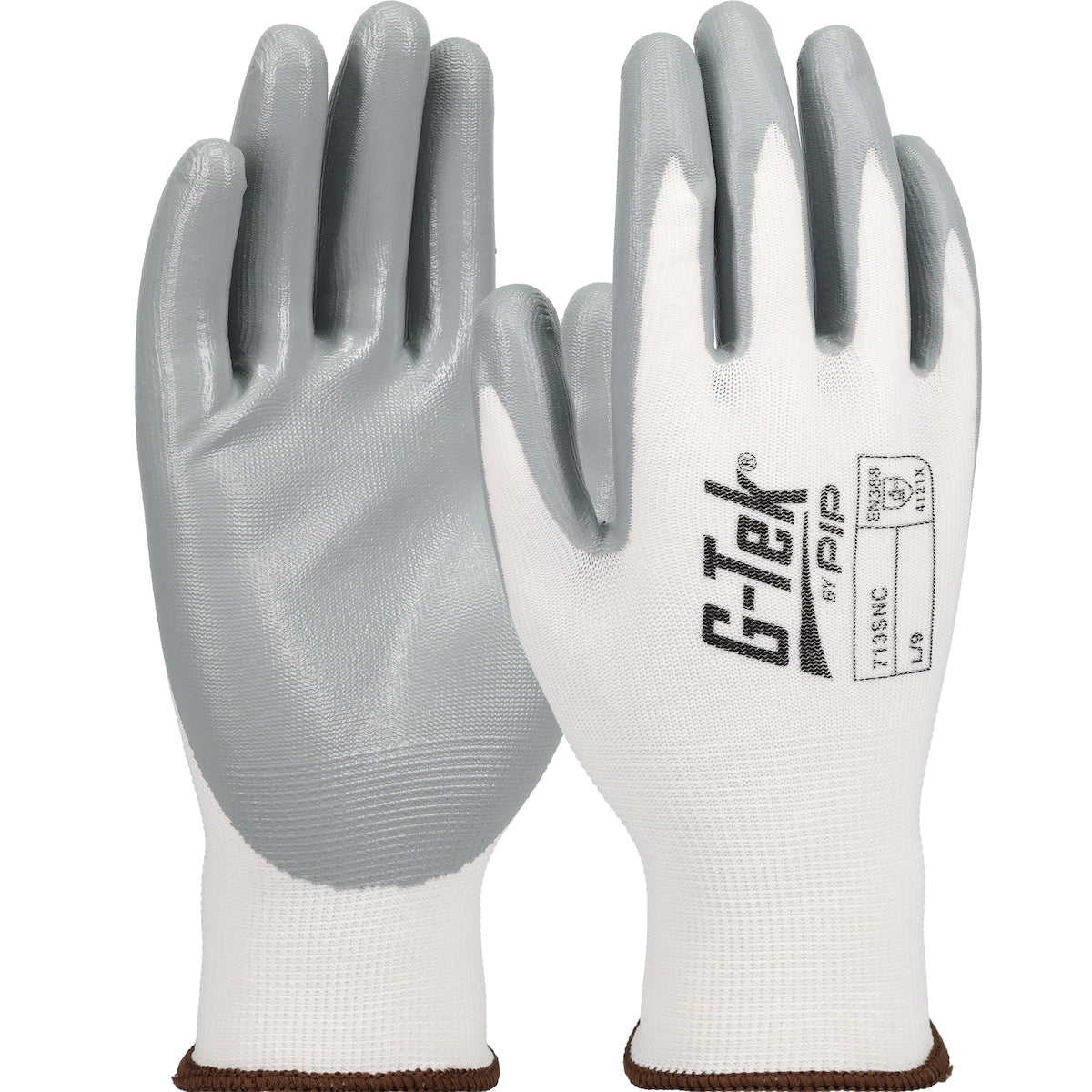 713SNC Seamless Knit Polyester Glove with Nitrile Coated Smooth Grip on Palm & Fingers