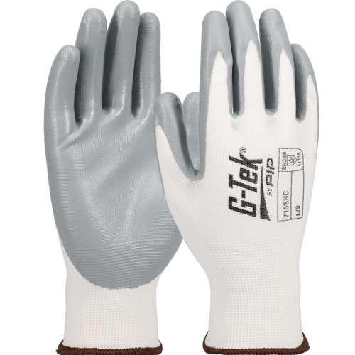713SNC Seamless Knit Polyester Glove with Nitrile Coated Smooth Grip on Palm & Fingers