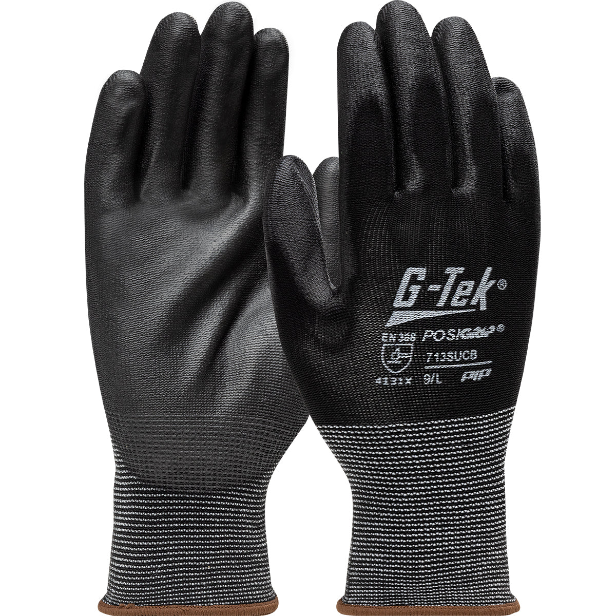 713SUCB Seamless Knit Nylon Glove with Polyurethane Coated Flat Grip on Palm & Fingers