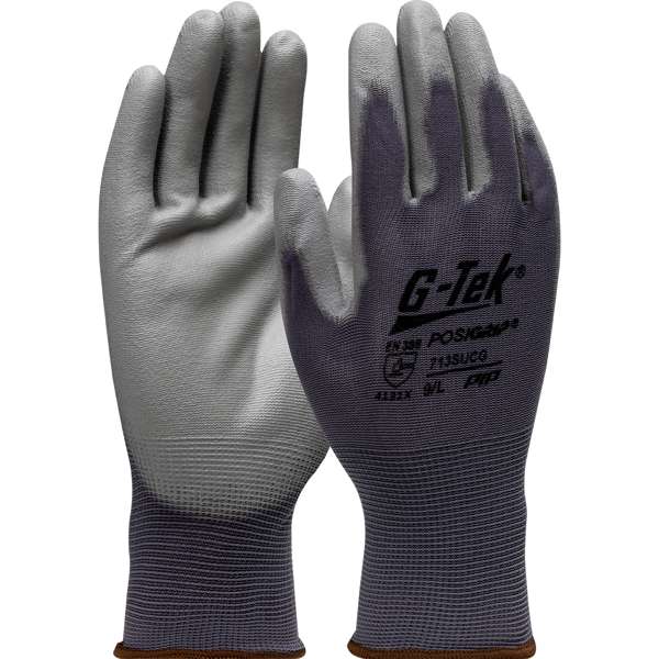 Seamless Knit Nylon Glove with Polyurethane Coated Flat Grip on Palm & Fingers