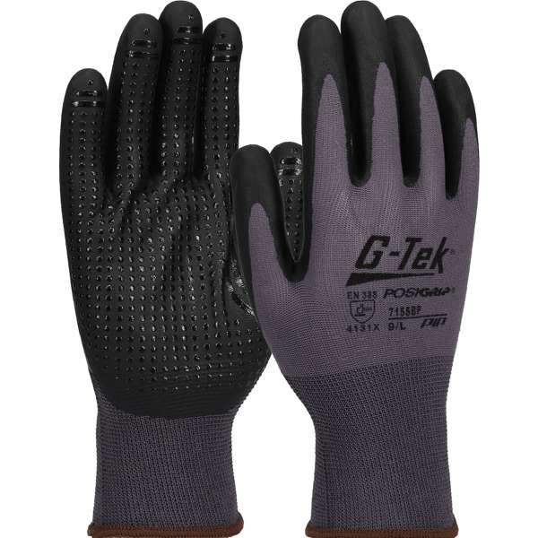 Seamless Knit Nylon Glove with Nitrile Coated Foam Grip on Palm & Fingers - Micro Dot Palm - 15 Gauge