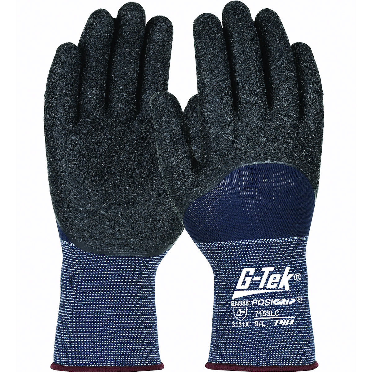 715SLC Seamless Knit Nylon Glove with Latex Coated Crinkle Grip on Palm, Fingers & Knuckles - 15 Gauge