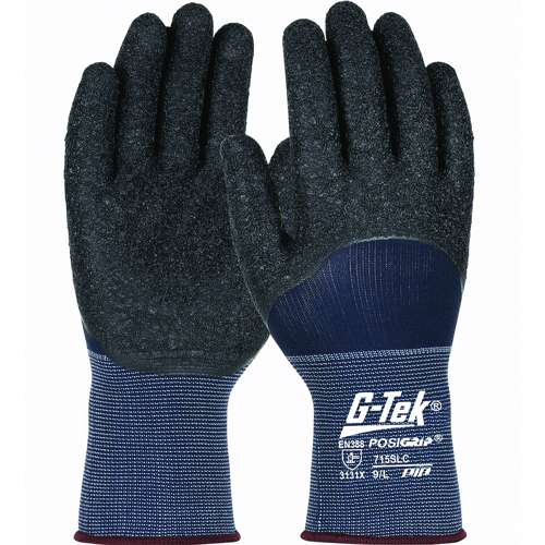 715SLC Seamless Knit Nylon Glove with Latex Coated Crinkle Grip on Palm, Fingers & Knuckles - 15 Gauge