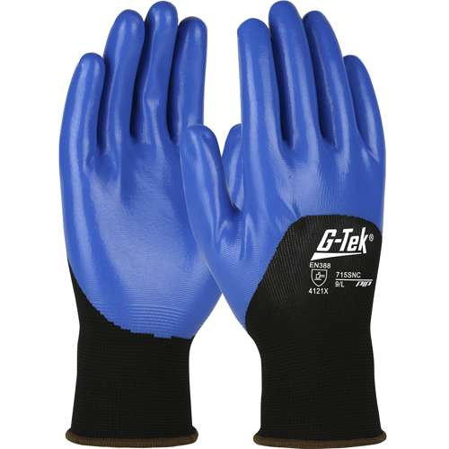 715SNC Economy Seamless Knit Nylon Glove with Nitrile Coated Smooth Grip on Palm, Fingers & Knuckles - 15 Gauge
