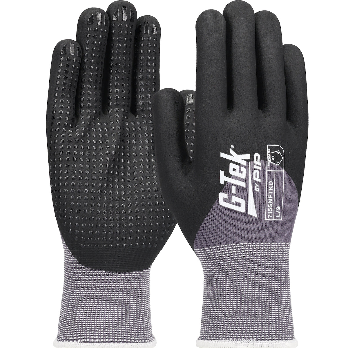 715SNFTKD Seamless Knit Nylon/Spandex Glove with Nitrile Coated Foam Grip on Palm, Fingers & Knuckles - Micro Dot Palm - 15 Gauge - Touchscreen