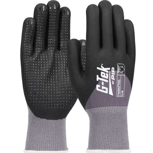 715SNFTKD Seamless Knit Nylon/Spandex Glove with Nitrile Coated Foam Grip on Palm, Fingers & Knuckles - Micro Dot Palm - 15 Gauge - Touchscreen
