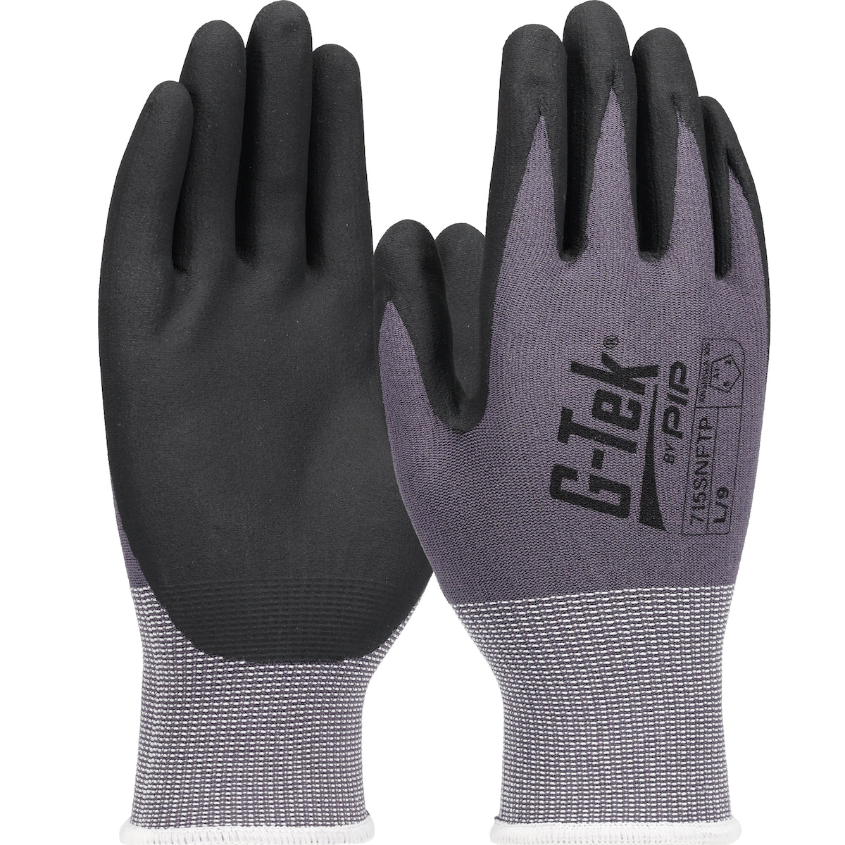 715SNFTP Seamless Knit Nylon/Spandex Glove with Nitrile Coated Foam Grip on Palm & Fingers - 15 Gauge - Touchscreen