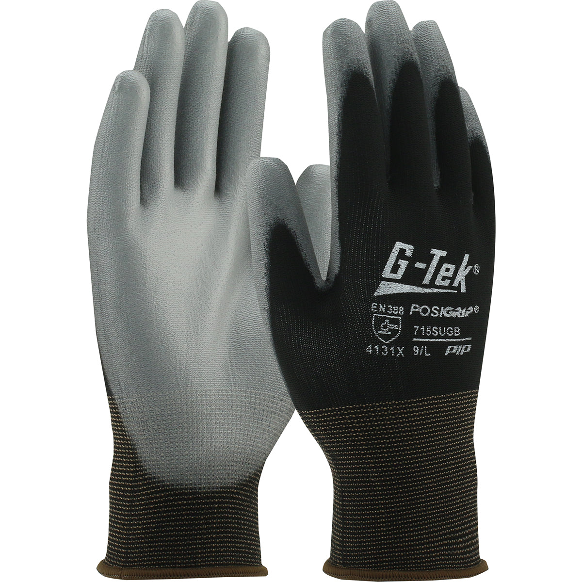 715SUGB Seamless Knit Nylon Glove with Polyurethane Coated Flat Grip on Palm & Fingers - 15 Gauge