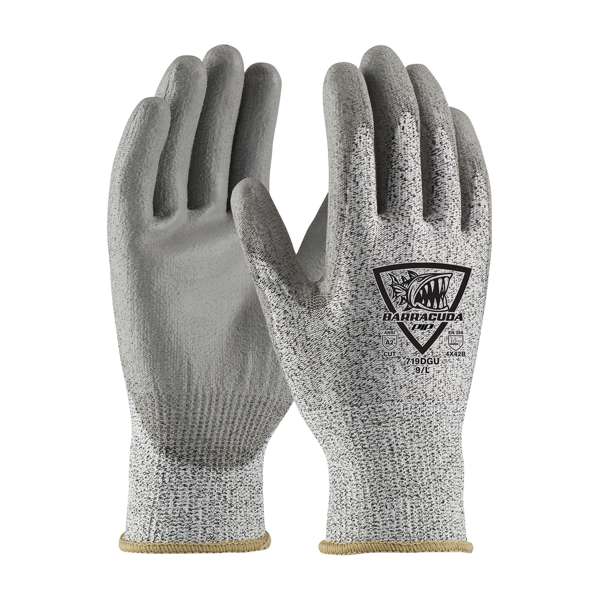 719DGU Seamless Knit Polykor Blended Glove with Polyurethane Coated Flat Grip on Palm & Fingers
