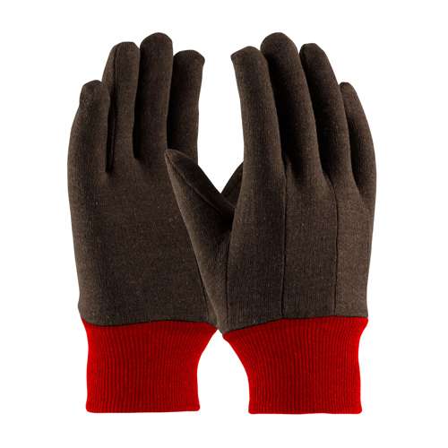 750RKW Regular Weight Polyester/Cotton Jersey Glove with Fleece Lining - Red Knit Wrist