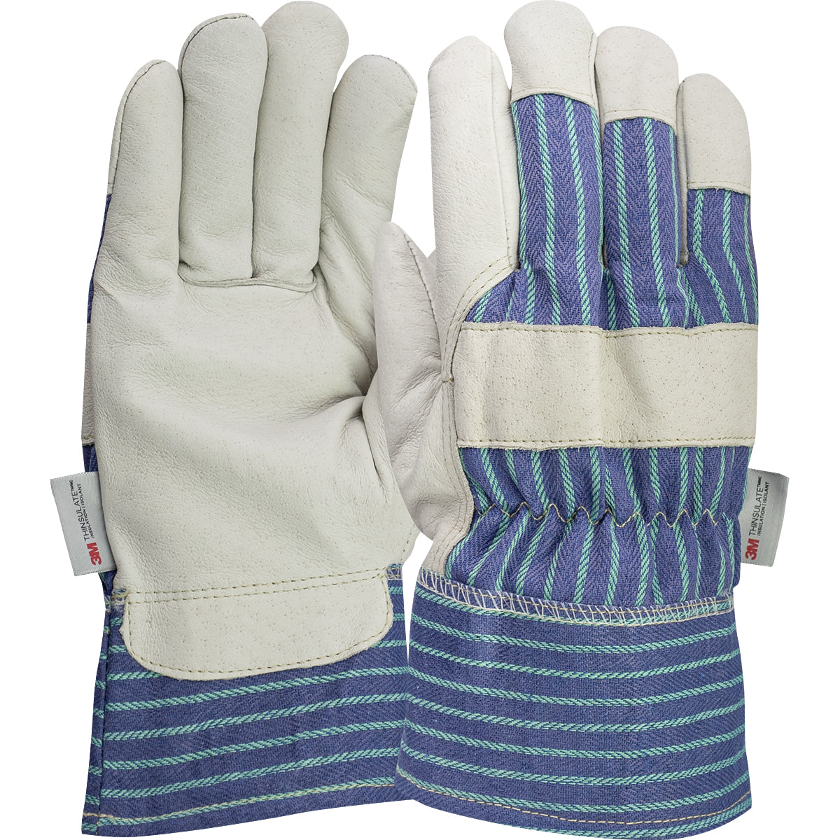 78-3927 Premium Pigskin Leather Palm Glove with Fabric Back and 3M™ Thinsulate™ Lining + Foam - Fabric Safety Cuff