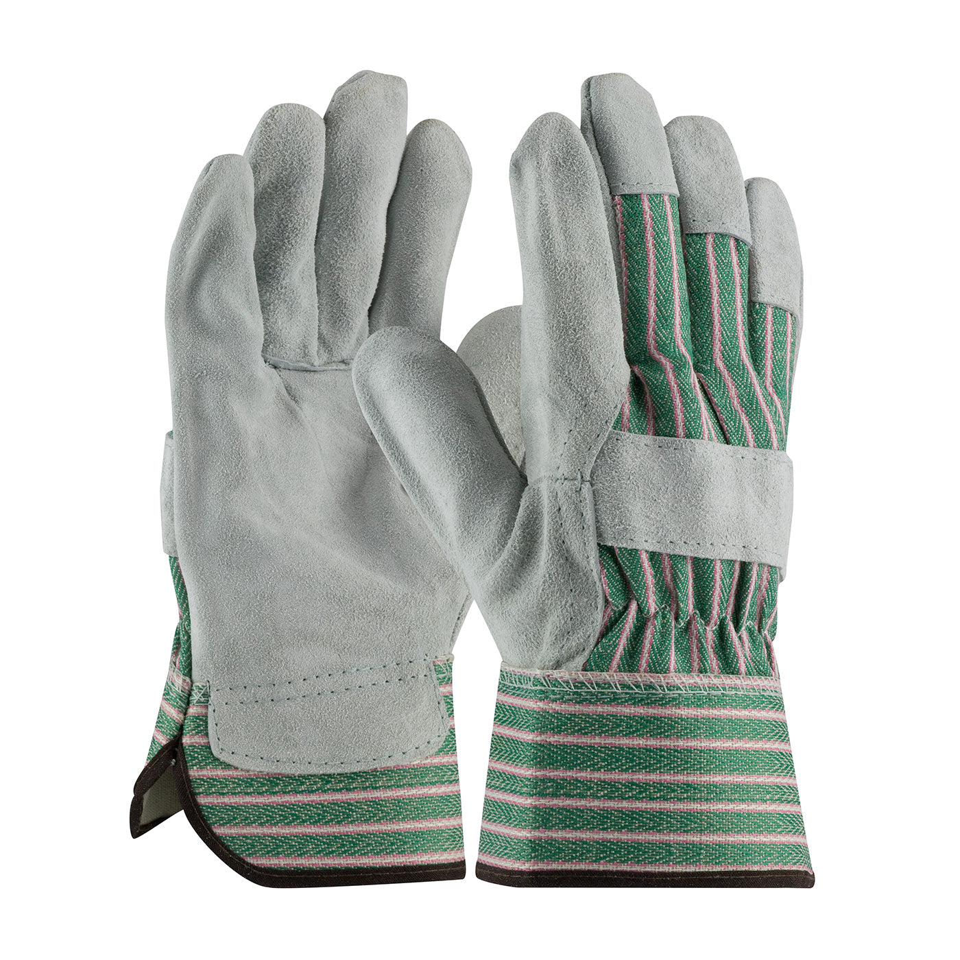 83-6563 Regular Grade Split Cowhide Leather Palm Glove with Fabric Back - Rubberized Safety Cuff