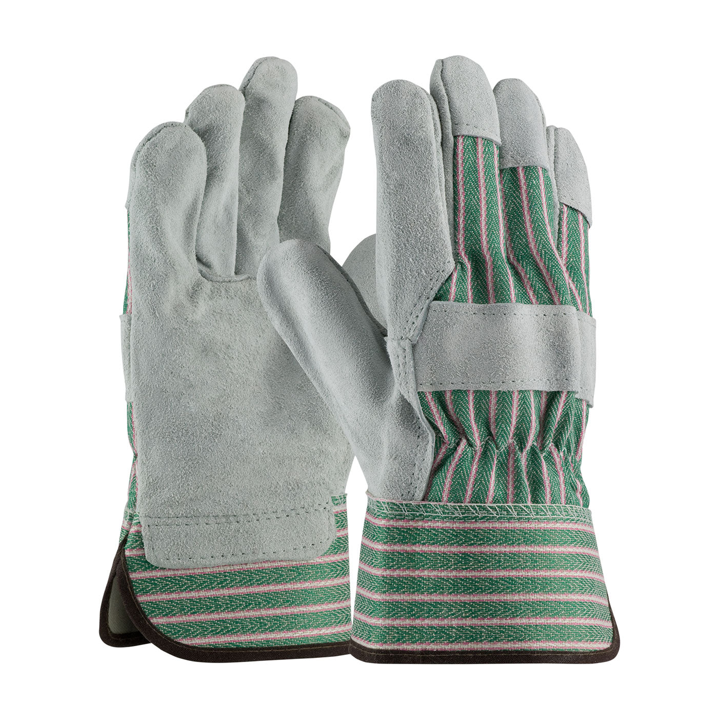 84-6532 Economy Grade Split Cowhide Leather Palm Glove with Fabric Back - Rubberized Safety Cuff