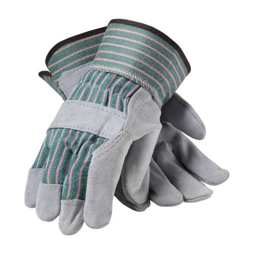 84-6532 Economy Grade Split Cowhide Leather Palm Glove with Fabric Back - Rubberized Safety Cuff