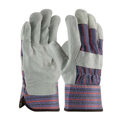 85-7500 Industry Grade Split Cowhide Leather Palm Glove with Fabric Back - Rubberized Safety Cuff