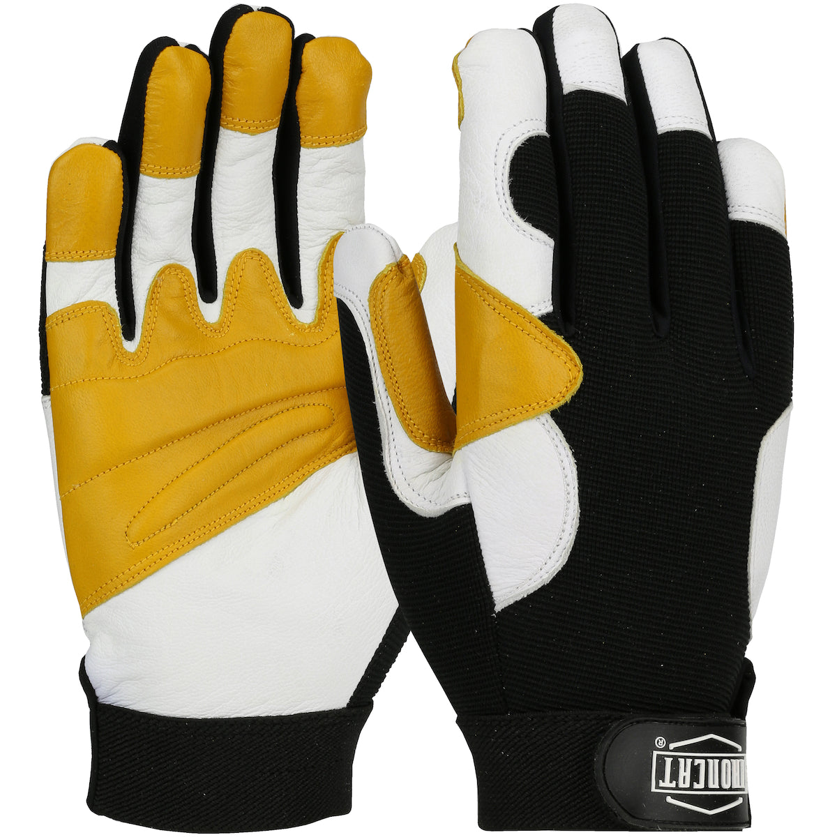 86555 Heavy Duty Top Grain Goatskin Leather Glove with Spandex Back and Reinforced Padded Palm