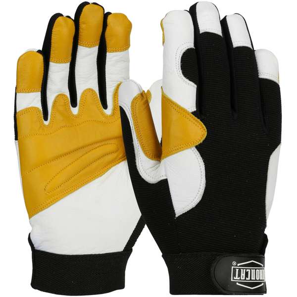 86555 Heavy Duty Top Grain Goatskin Leather Glove with Spandex Back and Reinforced Padded Palm