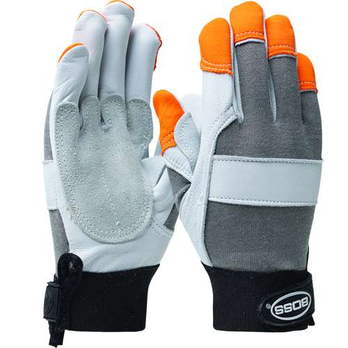 86565 Goatskin Leather Palm Glove with Split Cowhide Palm Patch and FR Nomex® Back - Orange FR Fingertips