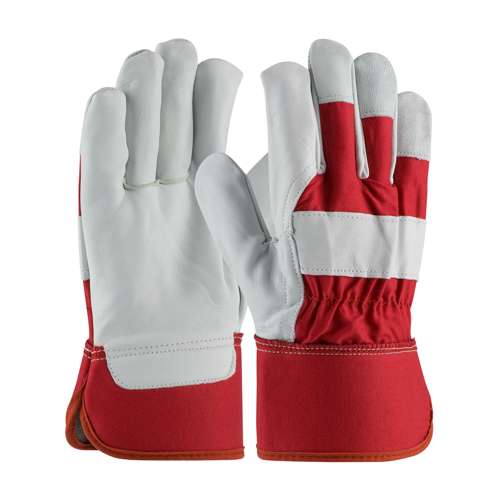 87-1944 Premium Top Grain Goatskin Leather Palm Glove with Canvas Back - Rubberized Safety Cuff