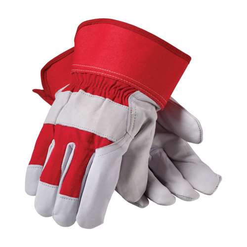 87-1944 Premium Top Grain Goatskin Leather Palm Glove with Canvas Back - Rubberized Safety Cuff