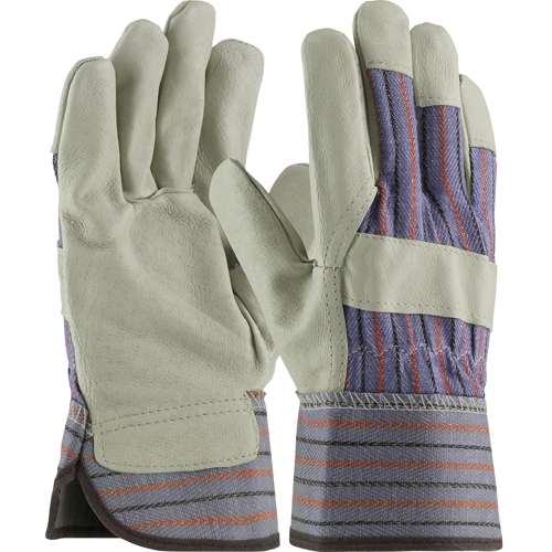 87-3563 Top Grain Pigskin Leather Palm Glove with Fabric Back - Rubberized Safety Cuff