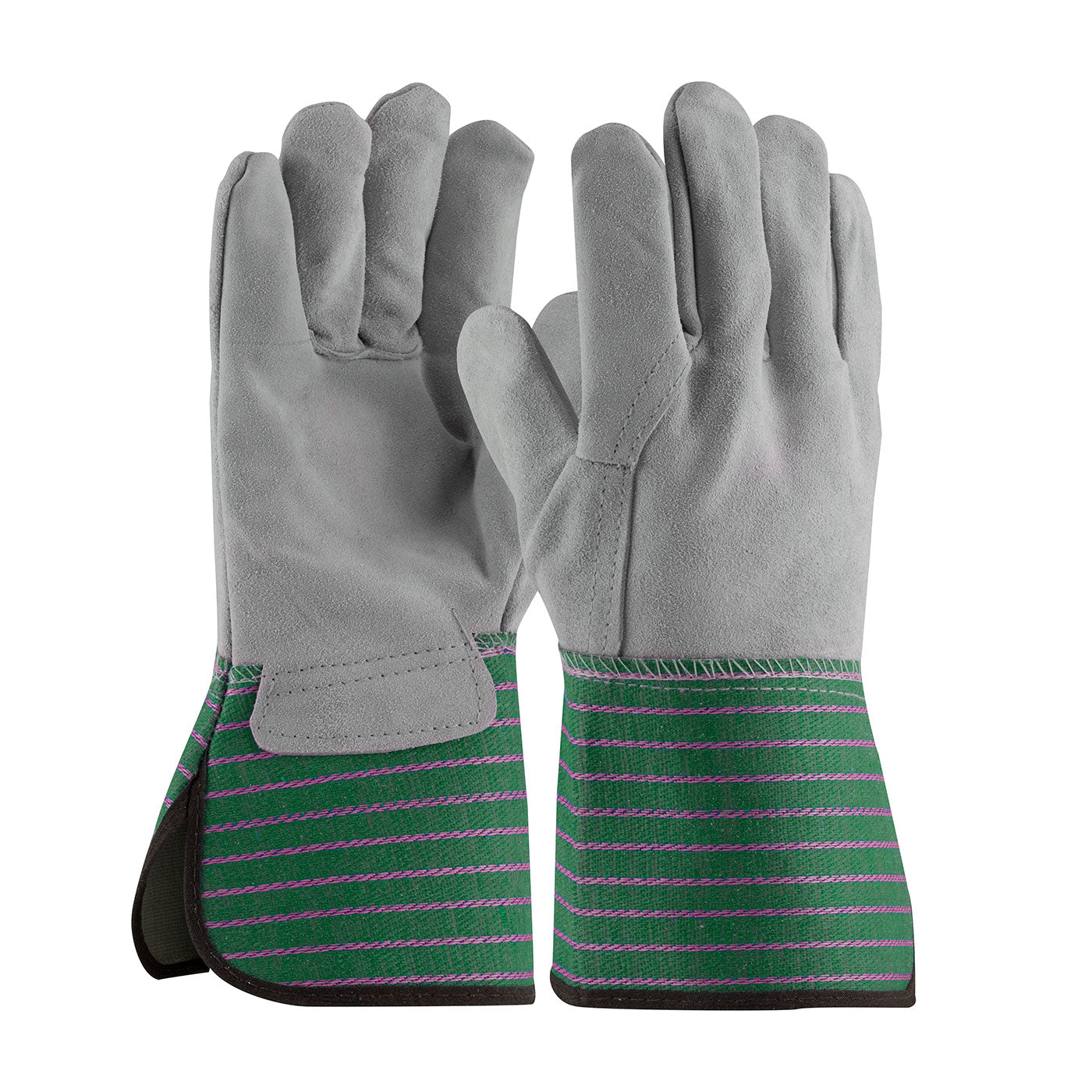 900-EA Superior Grade Split Cowhide Leather Palm Glove with Full Leather Back - Rubberized Gauntlet Cuff