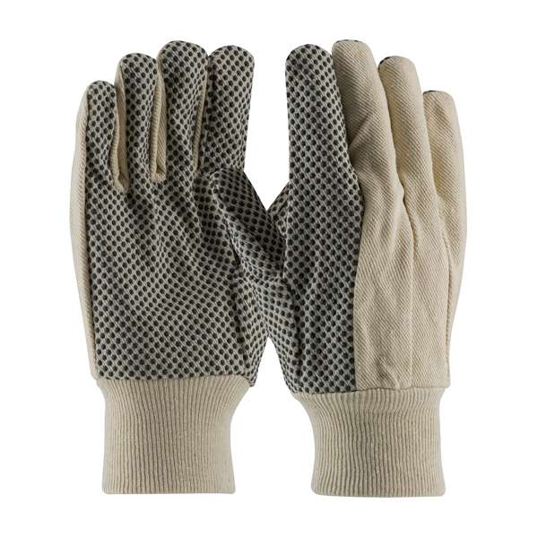91-908PD Premium Grade 100% Cotton Canvas  Glove with PVC Dotted Grip on Palm, Thumb and Index Finger - 8 oz.