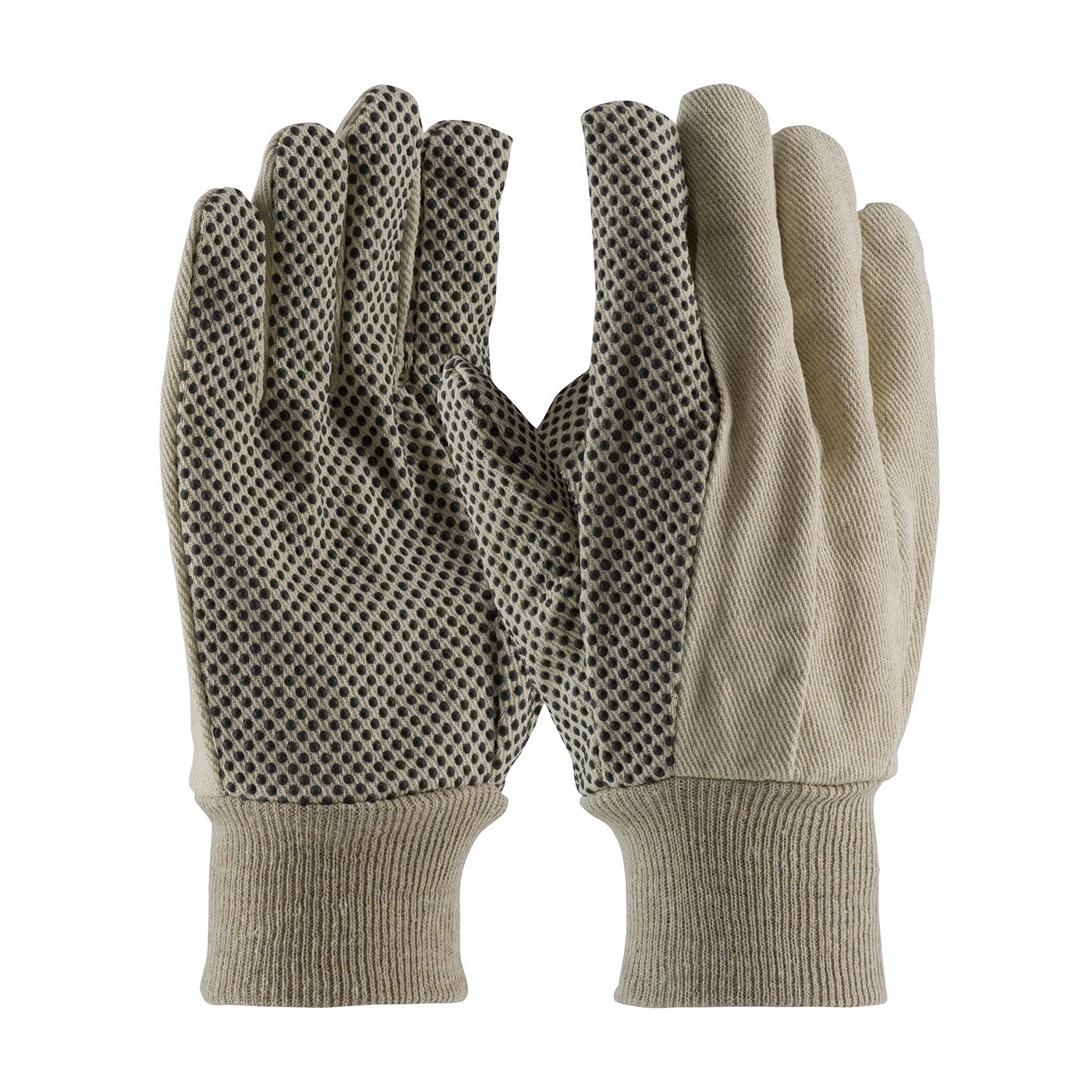 91-908PDI Economy Grade Cotton/Poly Canvas Glove with PVC Dotted Grip on Palm, Thumb and Index Finger - 8 oz.